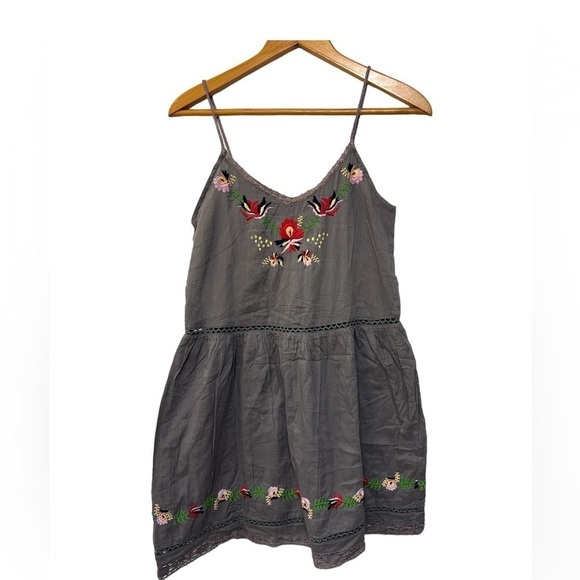 TULAROSA TANK embroidery floral Gray Mini Dress size Xs Cottage Spring - Picture 1 of 12
